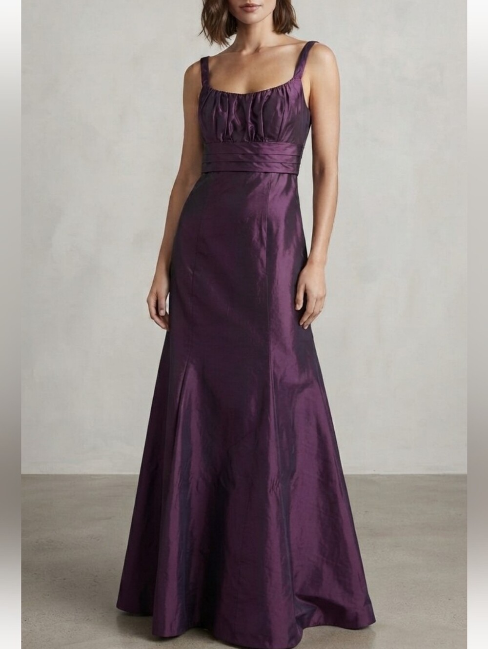 VTG Formal Gown Taffeta Maxi Dress Iridescent Purple Sz 6 Fits S-XS Recency HOC